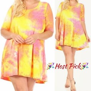 Starburst Swing style Shirt Dress Top Size 2X Yellow Pink Orange multi N…